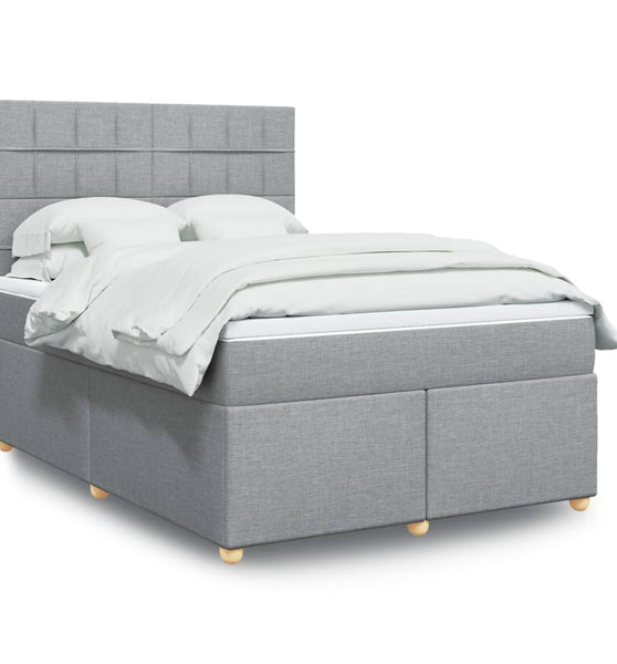 Boxspringbett mit Matratze Hellgrau 160x200 cm Stoff