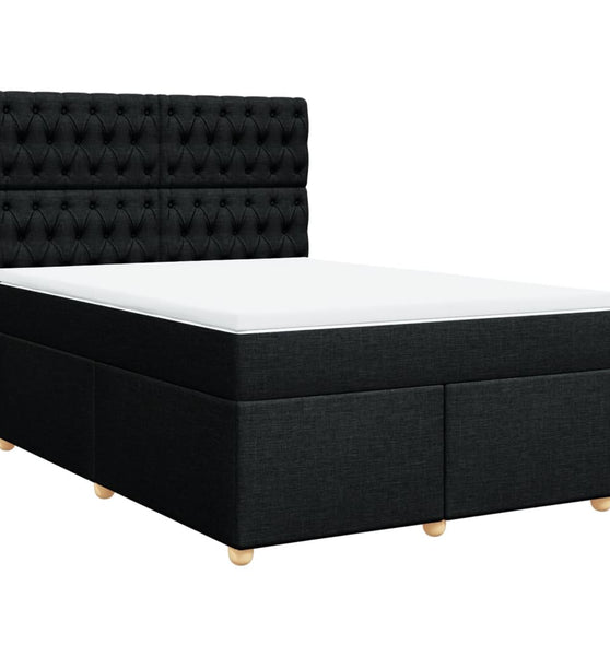 Boxspringbett mit Matratze Schwarz 160x200 cm Stoff