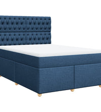 Boxspringbett mit Matratze Blau 160x200 cm Stoff