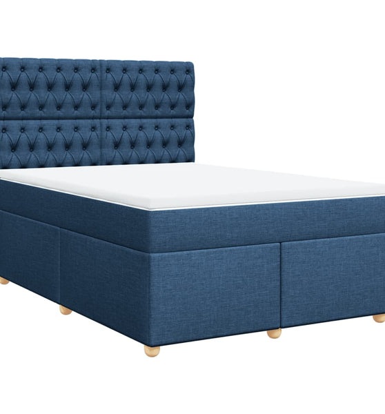 Boxspringbett mit Matratze Blau 160x200 cm Stoff