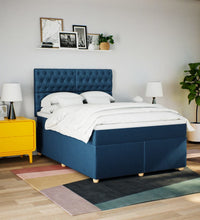 Boxspringbett mit Matratze Blau 160x200 cm Stoff