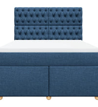 Boxspringbett mit Matratze Blau 160x200 cm Stoff