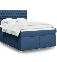 Boxspringbett mit Matratze Blau 160x200 cm Stoff