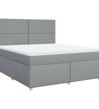 Boxspringbett mit Matratze Hellgrau 180x200 cm Stoff