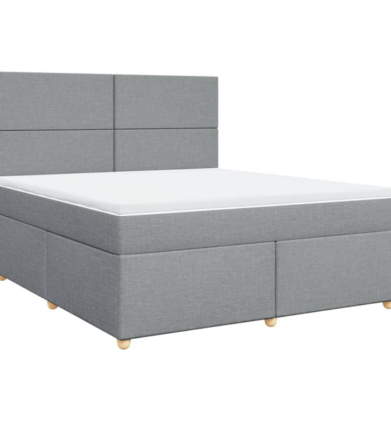 Boxspringbett mit Matratze Hellgrau 180x200 cm Stoff