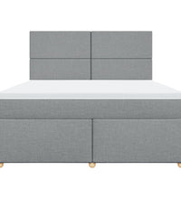 Boxspringbett mit Matratze Hellgrau 180x200 cm Stoff