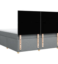 Boxspringbett mit Matratze Hellgrau 180x200 cm Stoff