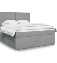 Boxspringbett mit Matratze Hellgrau 180x200 cm Stoff