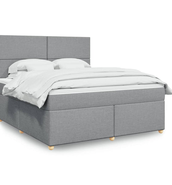 Boxspringbett mit Matratze Hellgrau 180x200 cm Stoff