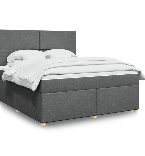 Boxspringbett mit Matratze Dunkelgrau 180x200 cm Stoff
