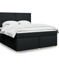 Boxspringbett mit Matratze Schwarz 180x200 cm Stoff