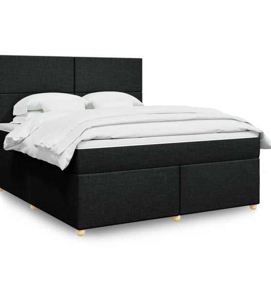 Boxspringbett mit Matratze Schwarz 180x200 cm Stoff