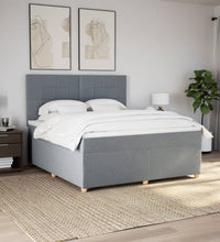 Boxspringbett mit Matratze Hellgrau 180x200 cm Stoff