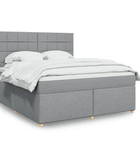 Boxspringbett mit Matratze Hellgrau 180x200 cm Stoff