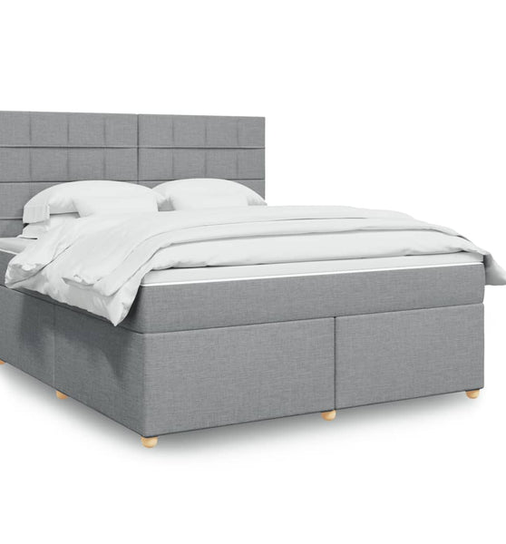 Boxspringbett mit Matratze Hellgrau 180x200 cm Stoff