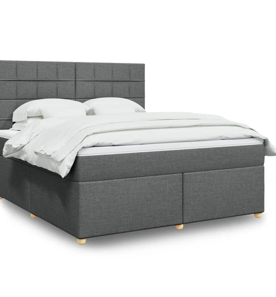 Boxspringbett mit Matratze Dunkelgrau 180x200 cm Stoff