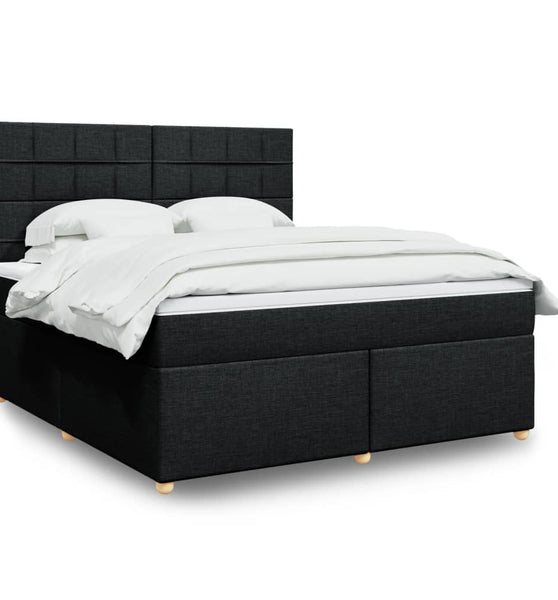 Boxspringbett mit Matratze Schwarz 180x200 cm Stoff