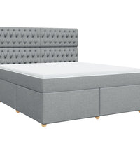 Boxspringbett mit Matratze Hellgrau 180x200 cm Stoff