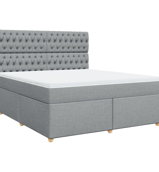 Boxspringbett mit Matratze Hellgrau 180x200 cm Stoff
