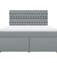 Boxspringbett mit Matratze Hellgrau 180x200 cm Stoff