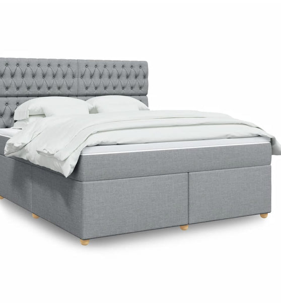 Boxspringbett mit Matratze Hellgrau 180x200 cm Stoff