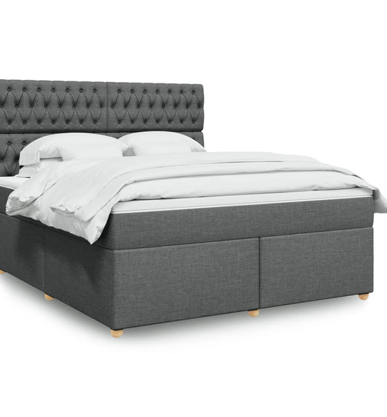 Boxspringbett mit Matratze Dunkelgrau 180x200 cm Stoff