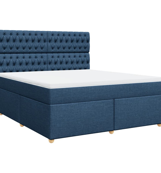 Boxspringbett mit Matratze Blau 180x200 cm Stoff