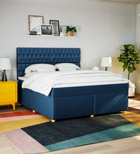 Boxspringbett mit Matratze Blau 180x200 cm Stoff