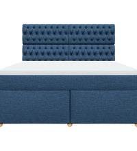 Boxspringbett mit Matratze Blau 180x200 cm Stoff