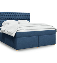 Boxspringbett mit Matratze Blau 180x200 cm Stoff
