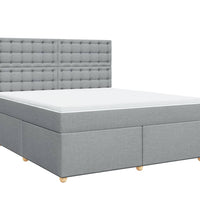 Boxspringbett mit Matratze Hellgrau 180x200 cm Stoff
