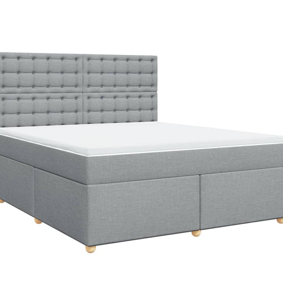 Boxspringbett mit Matratze Hellgrau 180x200 cm Stoff