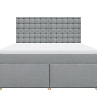 Boxspringbett mit Matratze Hellgrau 180x200 cm Stoff