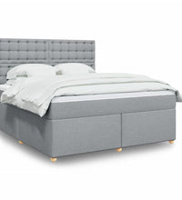 Boxspringbett mit Matratze Hellgrau 180x200 cm Stoff