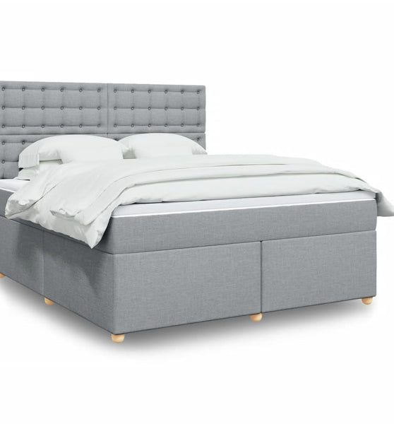 Boxspringbett mit Matratze Hellgrau 180x200 cm Stoff