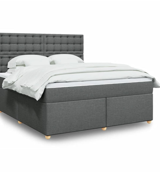 Boxspringbett mit Matratze Dunkelgrau 180x200 cm Stoff
