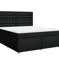 Boxspringbett mit Matratze Schwarz 180x200 cm Stoff
