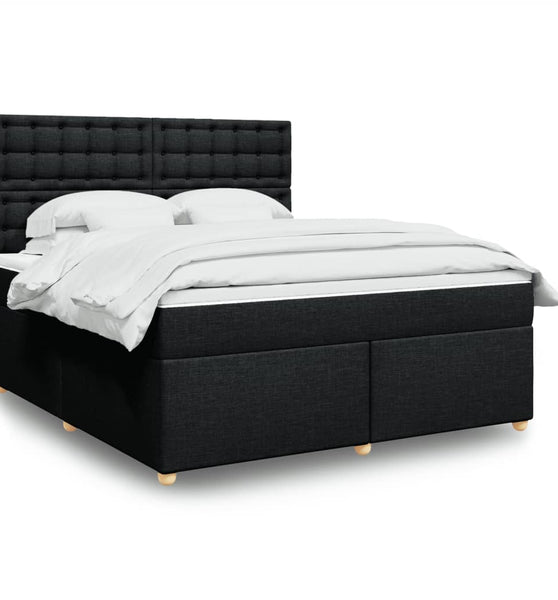 Boxspringbett mit Matratze Schwarz 180x200 cm Stoff