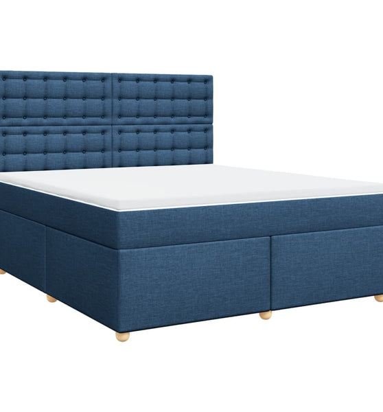Boxspringbett mit Matratze Blau 180x200 cm Stoff