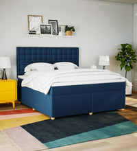 Boxspringbett mit Matratze Blau 180x200 cm Stoff