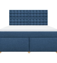 Boxspringbett mit Matratze Blau 180x200 cm Stoff