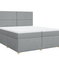 Boxspringbett mit Matratze Hellgrau 200x200 cm Stoff