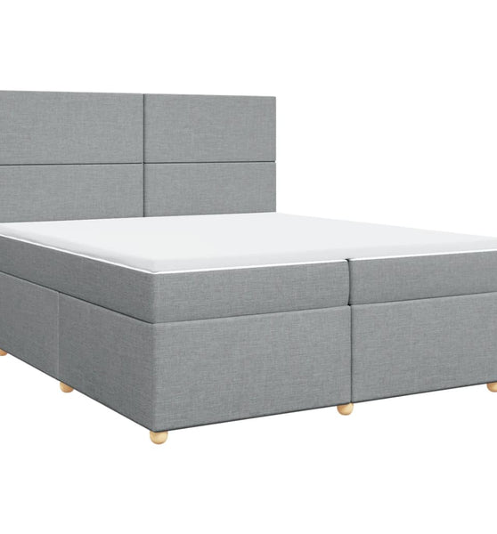 Boxspringbett mit Matratze Hellgrau 200x200 cm Stoff