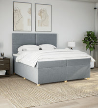 Boxspringbett mit Matratze Hellgrau 200x200 cm Stoff