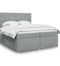 Boxspringbett mit Matratze Hellgrau 200x200 cm Stoff