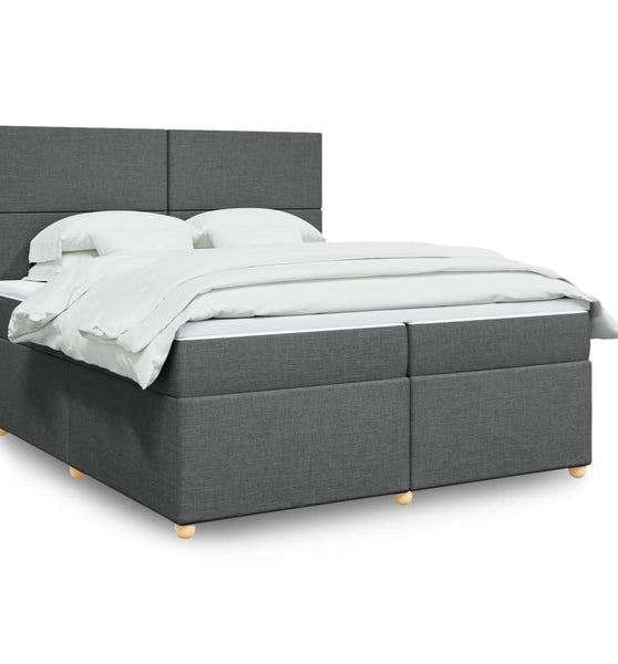 Boxspringbett mit Matratze Dunkelgrau 200x200 cm Stoff