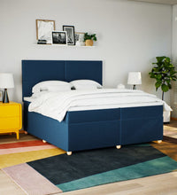 Boxspringbett mit Matratze Blau 200x200 cm Stoff