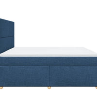 Boxspringbett mit Matratze Blau 200x200 cm Stoff