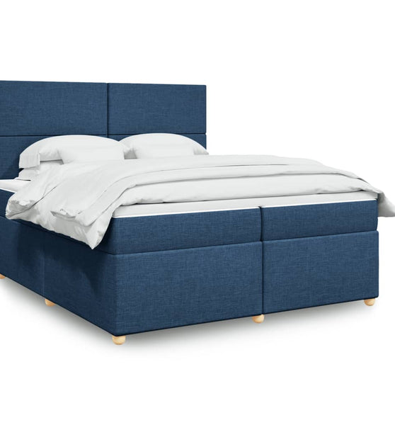Boxspringbett mit Matratze Blau 200x200 cm Stoff