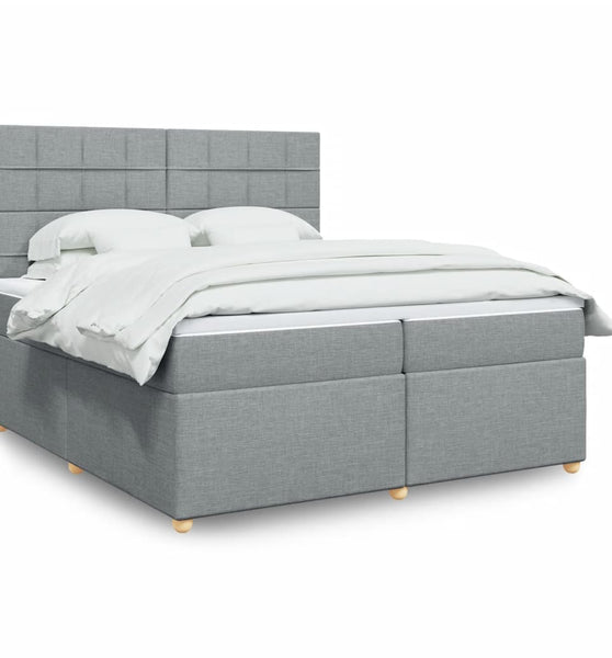 Boxspringbett mit Matratze Hellgrau 200x200 cm Stoff